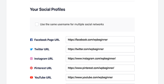 添加社交媒体资料 如何为 WordPress 正确设置 All in One SEO(终极指南)