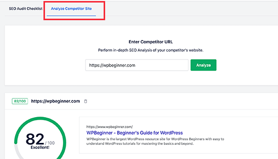 AIOSEO for WordPress 中的竞争对手分析 如何为 WordPress 正确设置 All in One SEO(终极指南)