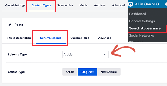 在 AIOSEO 中设置默认模式类型 如何为 WordPress 正确设置 All in One SEO(终极指南)