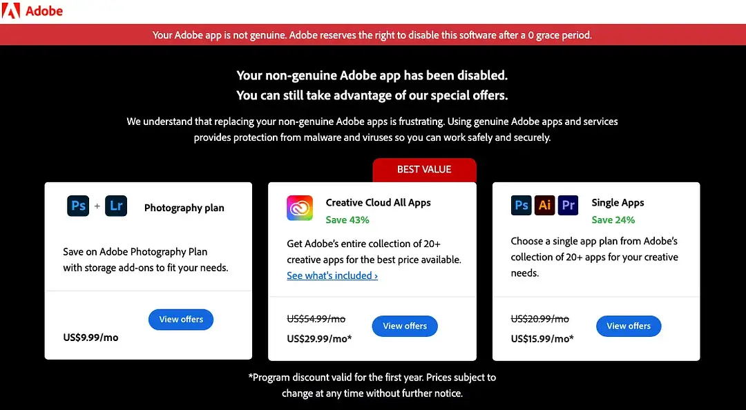 在国外mac版本 Adobe总是弹窗提示验证问题如何解决