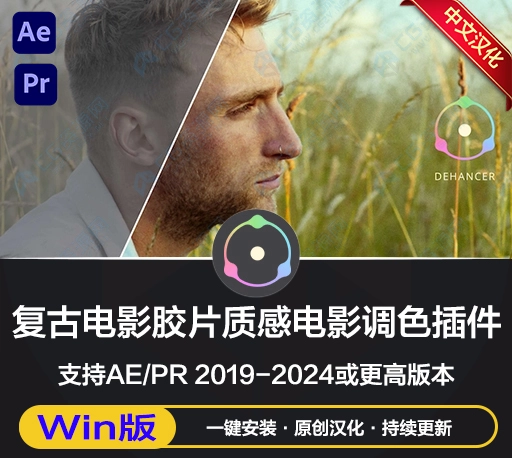 中文汉化-AE/PR插件|复古电影胶片质感噪点颗粒调色插件 Dehancer Pro v2.1.0 Win