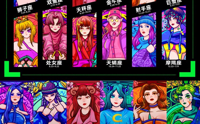 最新十二星座潮流插画设计