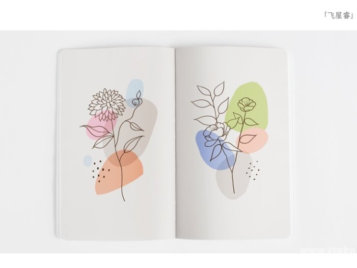 文艺水彩线描植物简笔画之抽象填色插画