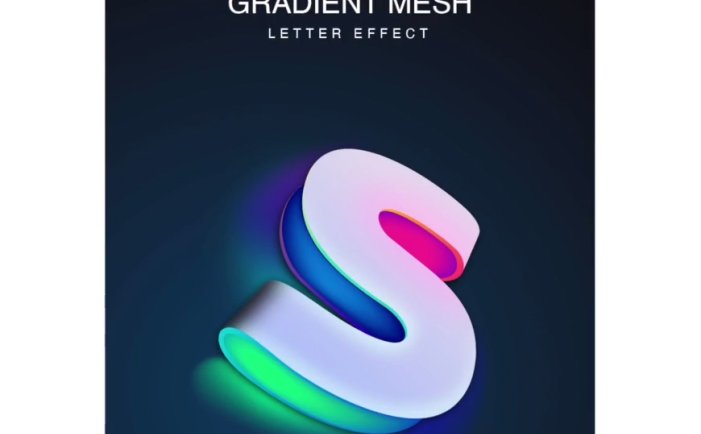 AI教程！教你用网格渐变做一个霓虹色彩立体字母