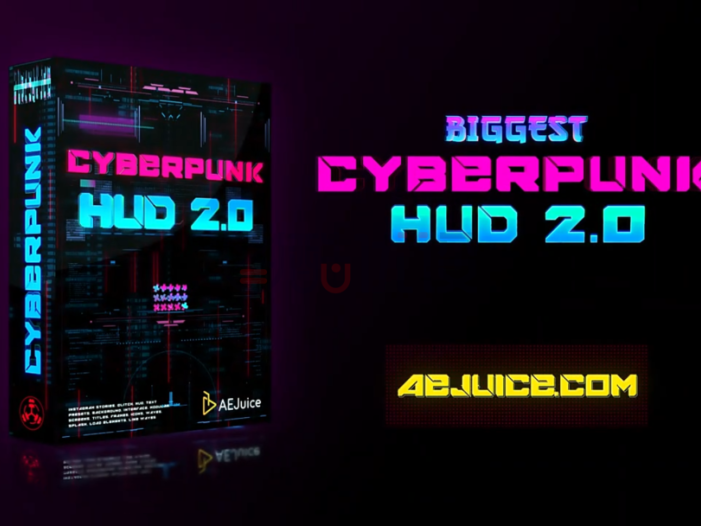 AE/PR模板/视频素材-212个未来科幻赛博朋克图形元素文字标题背景动画 Cyberpunk HUD V2