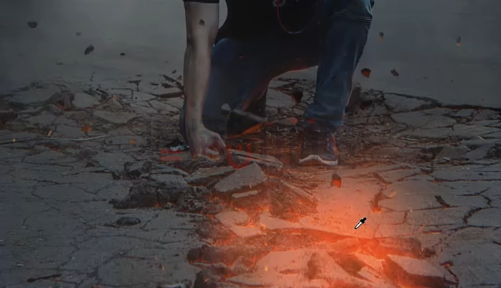 PS特效教程！使用模糊工具打造地面炸裂喷射烈焰效果