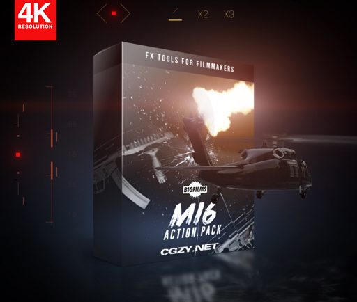 4K视频素材|456多种好莱坞枪战电影枪口闪光炮弹撞击弹孔破坏视觉效果包 Bigfilms MI6 – Action Pack