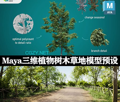 Maya预设|三维植物树木草地模型预设包 Botaniq Maya v1.0