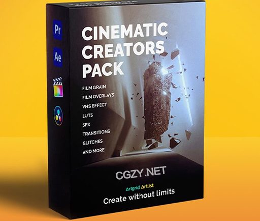 复古胶片颗粒光晕灼烧毛刺VHS视频音效LUTS素材合集包 Artlist Cinematic Creator Pack 2020