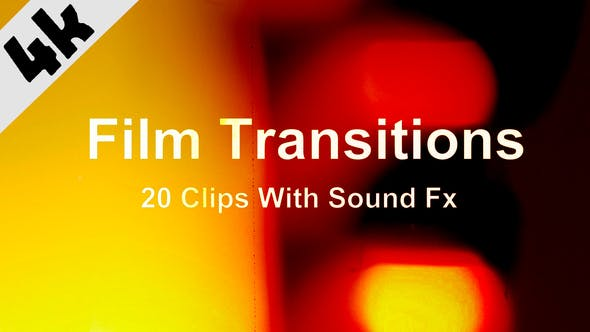 4K视频素材-20个电影胶片灼烧刮痕炫光转场动画素材 Film Transitions