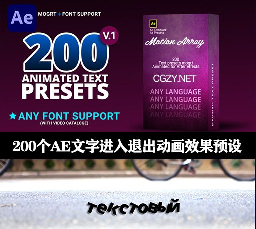 AE预设|200个文字进入退出动画效果预设下载-Text Presets