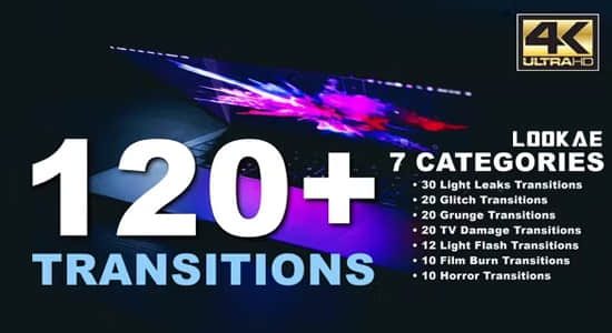 120个镜头光效故障损坏胶片污渍转场过渡4K视频素材 Transitions