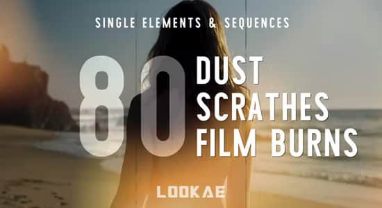 视频素材-复古怀旧老电影刮痕污渍闪光动画 Dust Scratches and Film Burns