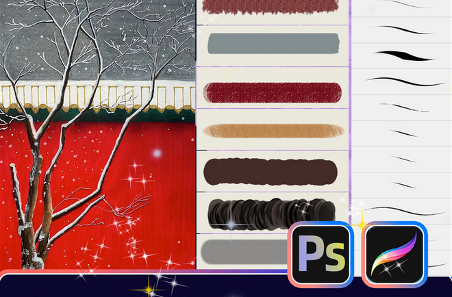 最新这组炭笔素描笔刷太好用了！支持PS&Procreate