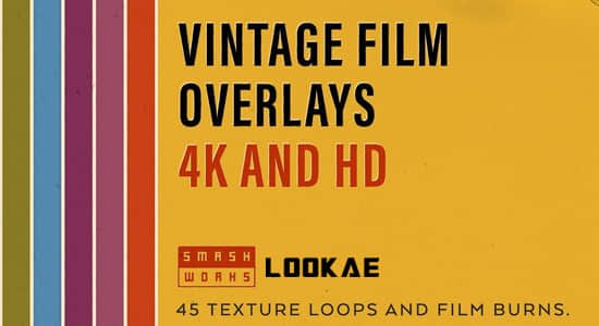 4K视频素材-46个复古电影胶片噪点颗粒刮痕动画 Vintage Film Overlays