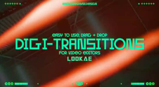 4K视频素材-50个数字故障炫光闪烁风格化转场素材 Design Digi-Transitions