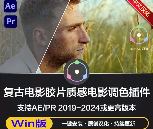 中文汉化-AE/PR插件|复古电影胶片质感噪点颗粒调色插件 Dehancer Pro v2.1.0 Win