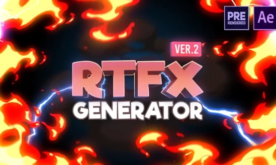 AE脚本|1850种手绘动漫火焰烟雾流体闪电MG动画元素+视频素材和音效 RTFX Generator V2.8.1